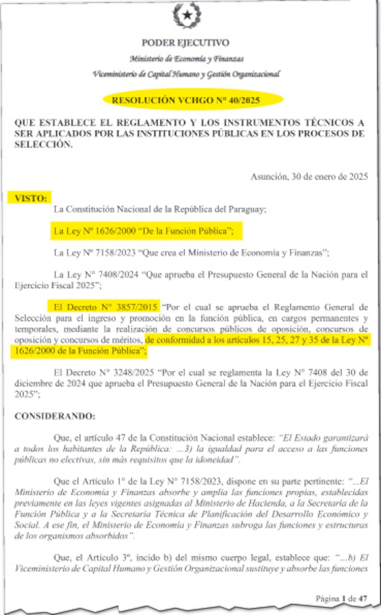 En el “Visto” de la Resolución 40/2025 se hace expresa referencia a la antigua Ley 1626.