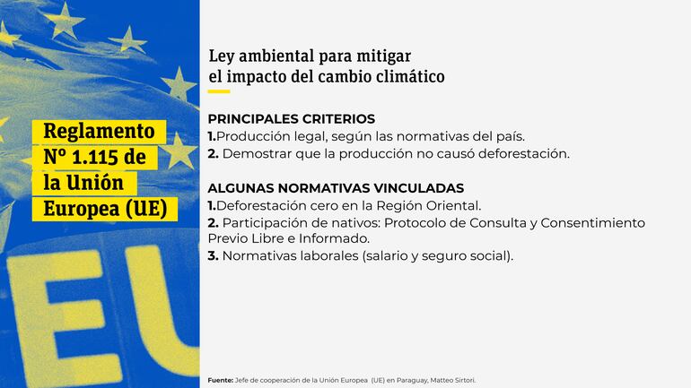 Resumen de las disposiciones del Reglamento N° 1115 de la Unión Europea (UE), según el representante del bloque en Paraguay.