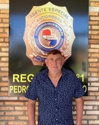 Manuel Ramão Velázquez Marín (ANR), exintendente de Zanja Pytã, detenido en Pedro Juan Caballero, en el 2022 en una investigación por narcotráfico en Amambay.