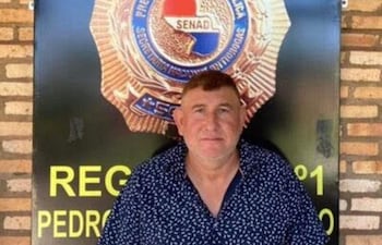 Manuel Ramão Velázquez Marín (ANR), exintendente de Zanja Pytã, detenido en Pedro Juan Caballero, en el 2022 en una investigación por narcotráfico en Amambay.