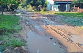 Calle Singapur casi Japón, en el barrio Laurelty de San Lorenzo, en pésimo estado.