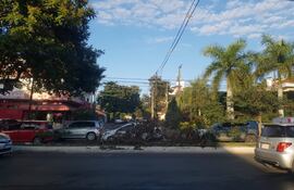 Basura en paseo central a una cuadra de la Municipalidad de Asunción