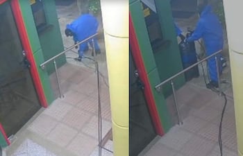 Malvivientes en overoles azules intentaban aparentemente la detonación de un cajero automático en Reducto San Lorenzo.