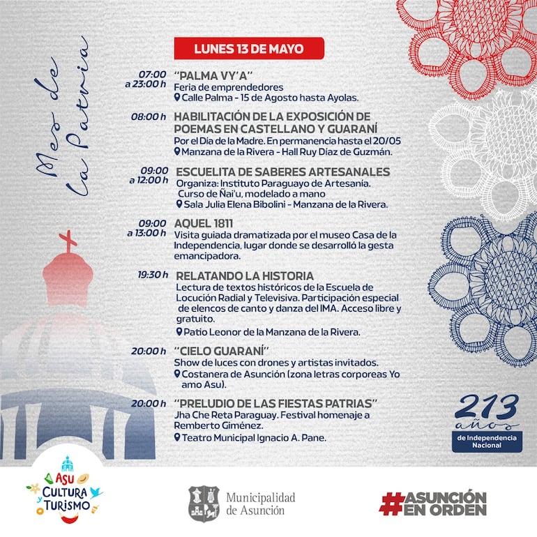 Las actividades previstas para el 13 de mayo.