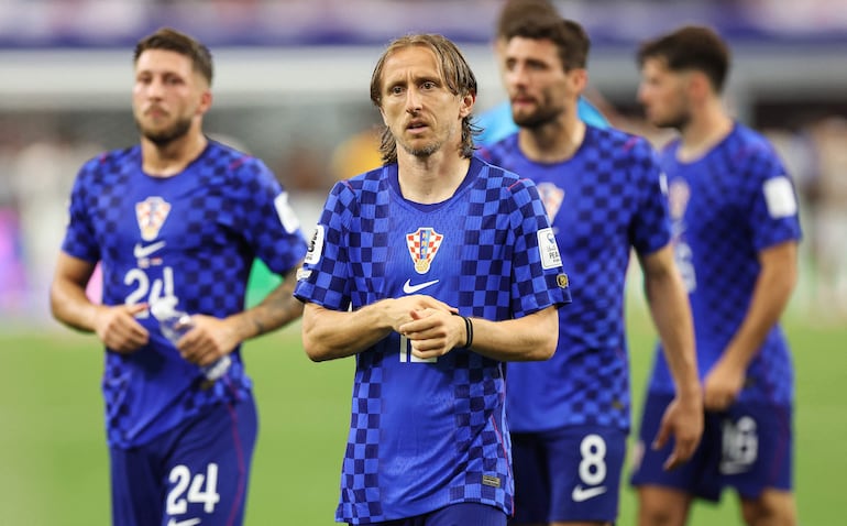 Luka Modric #10 de Croacia reacciona tras la derrota por 2-4 durante el partido del Grupo L de la Copa Mundial de la FIFA 2026 entre Inglaterra y Croacia en el Dallas Stadium, en Arlington, Texas.