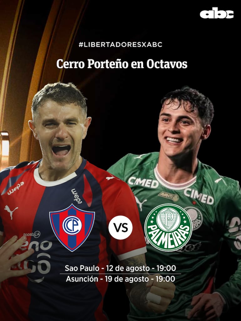 Cerro Porteño y Palmeiras disputan los octavos de final de la Copa Libertadores 2026.