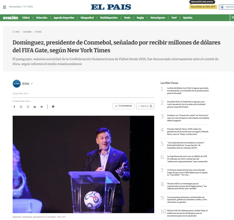 Alejandro Domínguez New York Times denuncia repercusión medios
