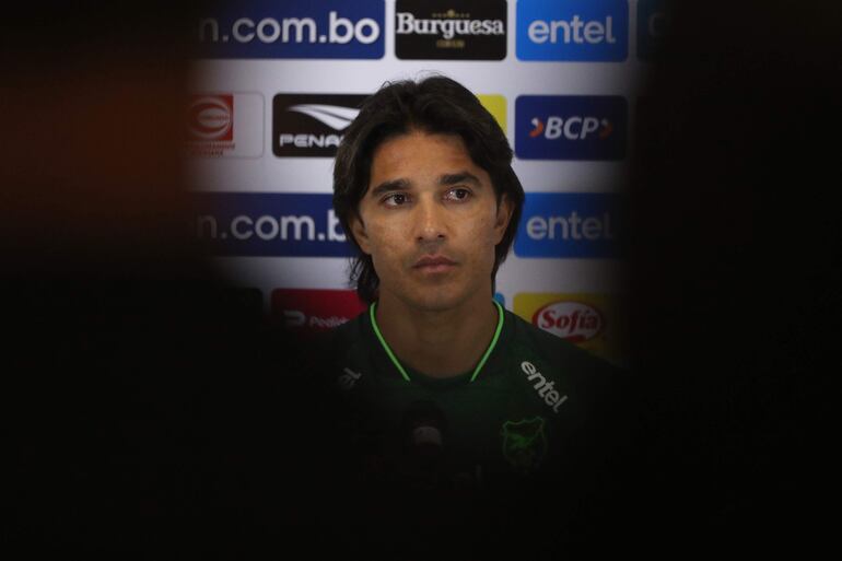Marcelo Martins Moreno, jugador de Bolivia, en la conferencia previa al partido contra Argentina por la segunda fecha de las Eliminatorias Sudamericanas al Mundial 2026.