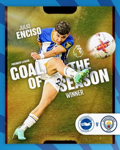 Julio Enciso, ganador del mejor gol de la temporada 2022/23 de la Premier League.