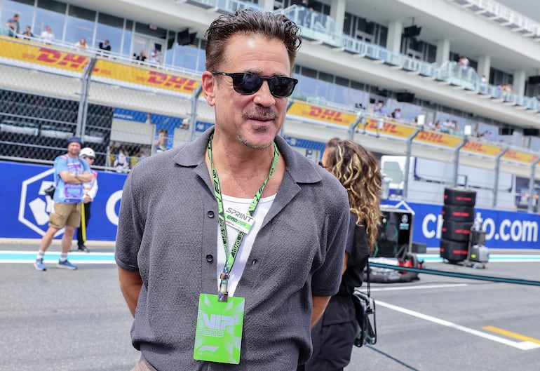 El actor irlandés Colin Farrell en el Autódromo Internacional de Miami en Miami Gardens. (EFE/EPA/CRISTOBAL HERRERA-ULASHKEVICH)
