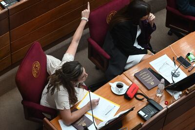 Kattya González en su primera intervención como senadora de la Nación.