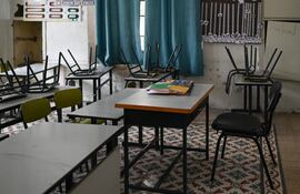 Aula vacía en una escuela de Nablus, el pasado 10 de febrero. EFE/ María Traspaderne