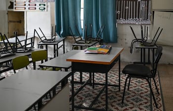 Aula vacía en una escuela de Nablus, el pasado 10 de febrero. EFE/ María Traspaderne