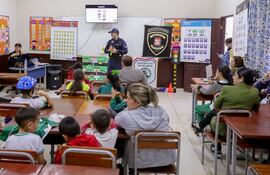 Las actividad de educación vial se llevó a cabo con participación de alumnos del nivel básico.