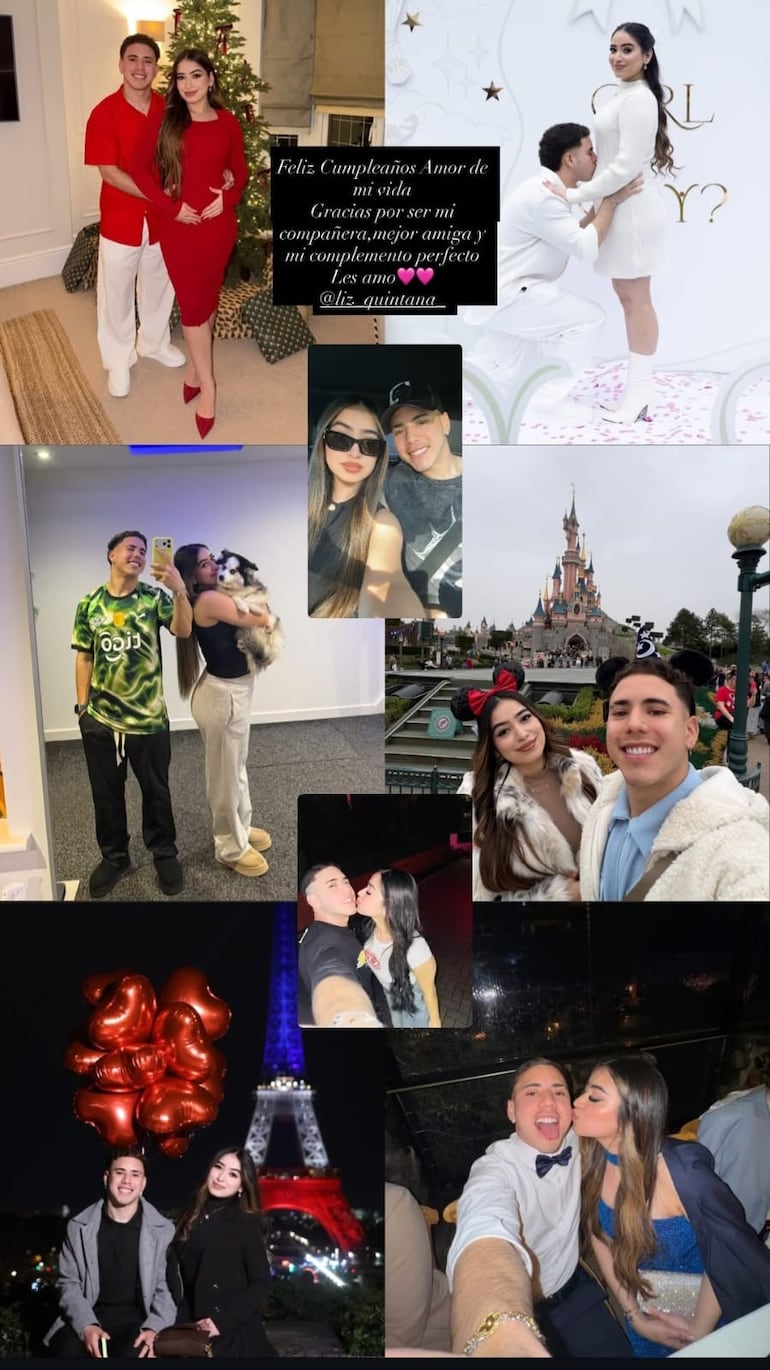 El tierno mensaje de Enso González a su novia cumpleañera Liz Quintana. (Captura de la historia de Instagram de Enso González)