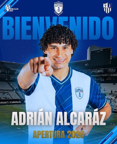Adrián Alcaraz Torales (28/09/1999), nuevo futbolista del Pachuca de México.