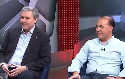 El senador Rafael Filizzola y el presidente del PLRA, Hugo Fleitas, en los estudios de ABC TV.