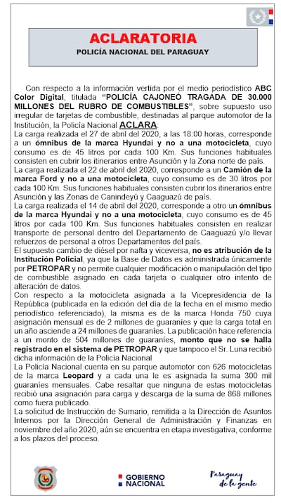 "Aclaratoria" de la Policía que generó numerosas burlas en Facebook.