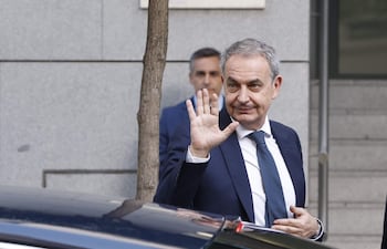 El expresidente del Gobierno, José Luis Rodríguez Zapatero, llega a la Audiencia Nacional para declarar como investigado por organización criminal, tráfico de influencias y falsedad en la causa sobre el préstamo a la compañía aérea Plus Ultra.