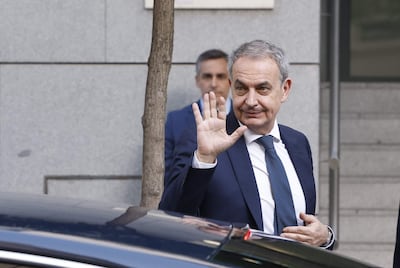 El expresidente del Gobierno, José Luis Rodríguez Zapatero, llega a la Audiencia Nacional para declarar como investigado por organización criminal, tráfico de influencias y falsedad en la causa sobre el préstamo a la compañía aérea Plus Ultra.