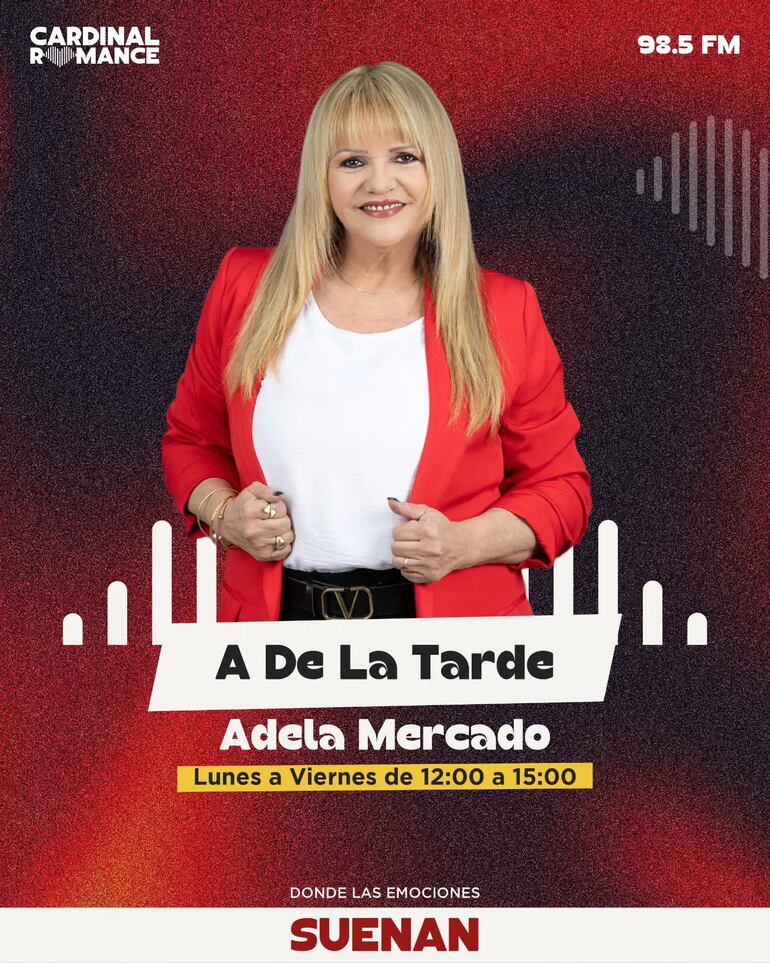 Adela Mercado te acompaña de lunes a viernes, de 12.00 a 15.00, con A De La Tarde por Cardinal Romance. (Instagram/Cardinal Romance)