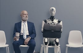Un robot espera su turno en una entrevista de trabajo, imagen ilustrativa.