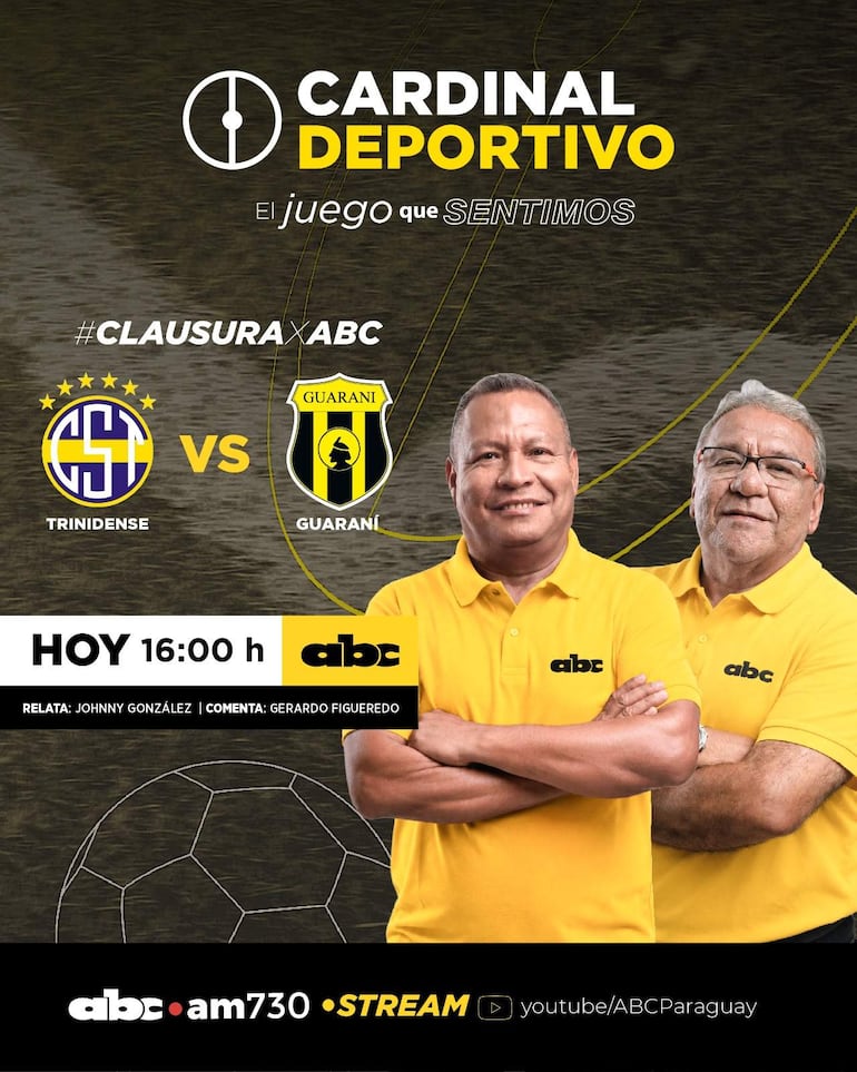 Sportivo Trinidense vs. Guaraní, por ABC Cardinal y ABC Paraguay en Youtube.