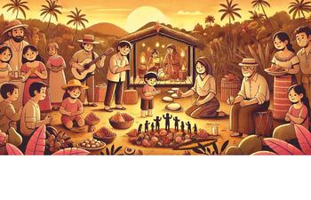 Una de las ilustraciones de Giovanni Arestivo para el libro "Aromas de coco y Cuentos de Navidad".