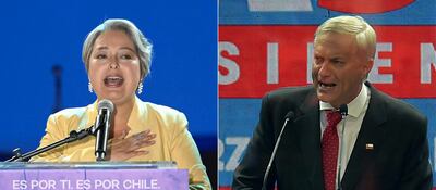 Esta combinación de fotografías de archivo, muestra a los candidatos presidenciales chilenos Jeannette Jara (izq.), de la coalición Unidad por Chile, y a José Antonio Kast (der.), del Partido Republicano.