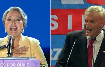 Esta combinación de fotografías de archivo, muestra a los candidatos presidenciales chilenos Jeannette Jara (izq.), de la coalición Unidad por Chile, y a José Antonio Kast (der.), del Partido Republicano.