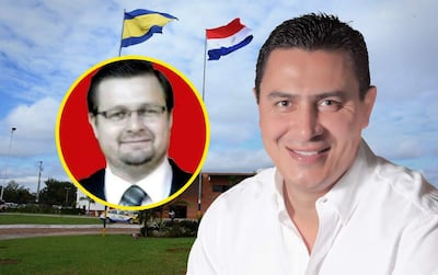 El docente Justo Miguel Rodríguez Echeverría (izquierda) y su primo, el intendente de Luque Carlos Echeverría (ANR-cartista).