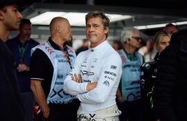 Brad Pitt en el Gran Premio de Gran Bretaña de Fórmula 1.