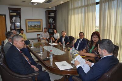 Universitarios y rectora de la UNA en reunión con parlamentarios de la Cámara Baja.