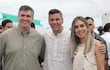 El diputado Esteban Samaniego, el presidente Santiago Peña y la intendenta Patricia Corvalán.