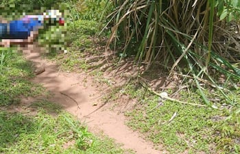 Imagen del cuerpo tendido de la anciana en un sendero.