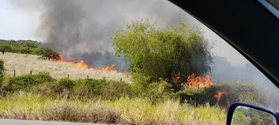 Incendio arrasa con 10 hectáreas de  campo en Pilar, y pone en peligro a un barrio de la ciudad.
