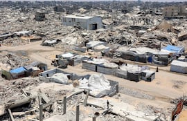 Campode Sheikh Radwan neighbourhood of Gaza City on July 6, 2026. The Palestinian Islamist movement Hamas announced on July 6 the dissolution of the body that has governed the Gaza Strip for nearly two decades, clearing the way for a technocratic committee to implement civilian rule. Since a ceasefire took effect in Gaza last October between Hamas and Israel, the group has repeatedly said it is prepared to step aside from day-to-day governance, but the thorny issue of its disarmament remains unresolved. (Photo by Omar AL-QATTAA / AFP)