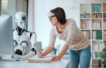 Concepto de inteligencia artificial en el trabajo.