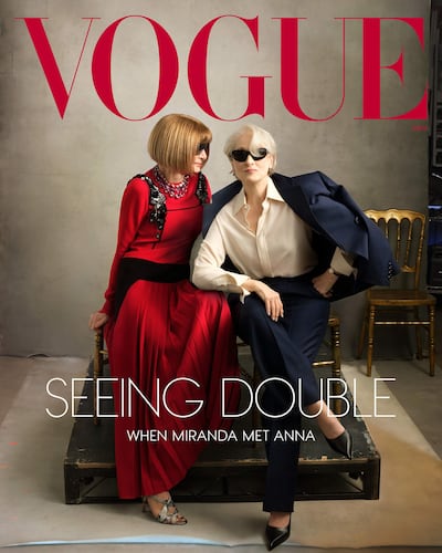 2026.- Fotografía tomada de la cuenta en X de la revista Vogue @voguemagazine que muestra su portada en la última edición. Meryl Streep y la directora editorial global de Vogue, Anna Wintour, protagonizan la portada de la revista de moda para el mes de mayo como parte de la promoción de la segunda entrega de "The Devil Wears Prada", en la que la actriz da vida a Miranda Priestly, una poderosa editora de una revista de moda inspirada en la británica.