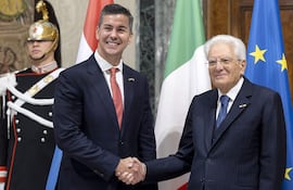 Sergio Mattarella, presidente de Italia, cuando se reunió en el 2025 con Santiago Peña.