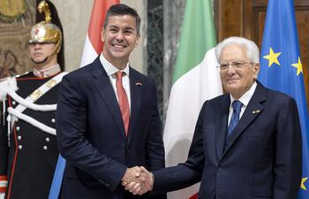 Sergio Mattarella, presidente de Italia, cuando se reunió en el 2025 con Santiago Peña.