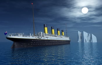 Titanic y un iceberg, imagen ilustrativa.