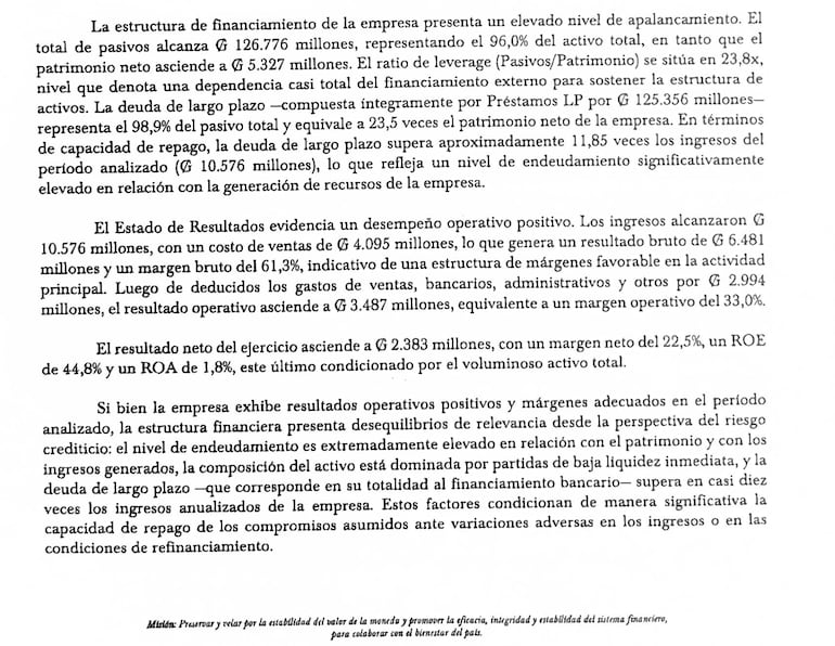 Detalles del informe hecho por el BCP sobre los préstamos a Grupo M.