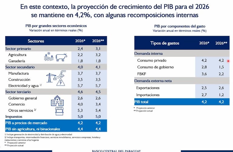 Ajustes del PIB por sectores para el presente año