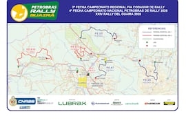 Mapa oficial del Rally del Guairá 2026.