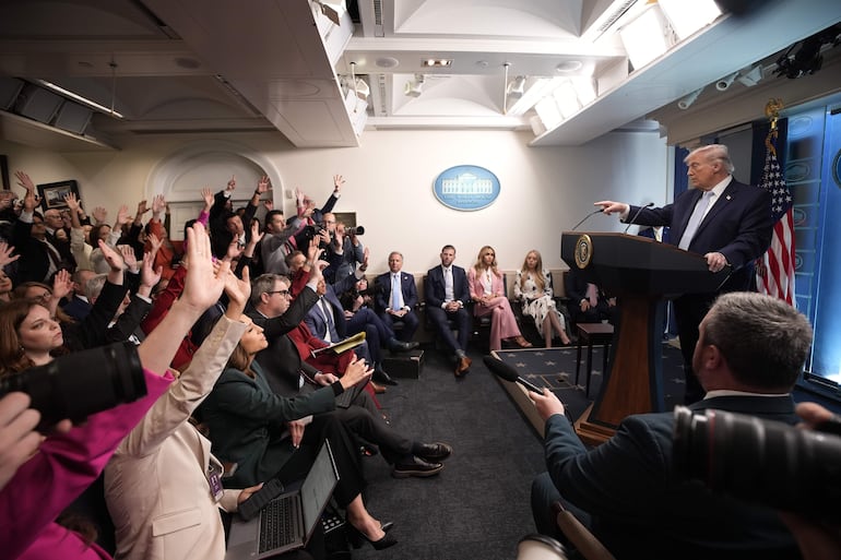 Donald Trump, el presidente de Estados Unidos, durante una conferencia de prensa en la Casa Blanca. 