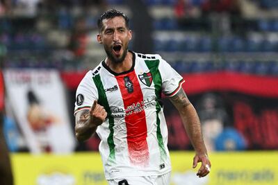 Gonzalo Sosa celebrando uno de los goles de Palestino