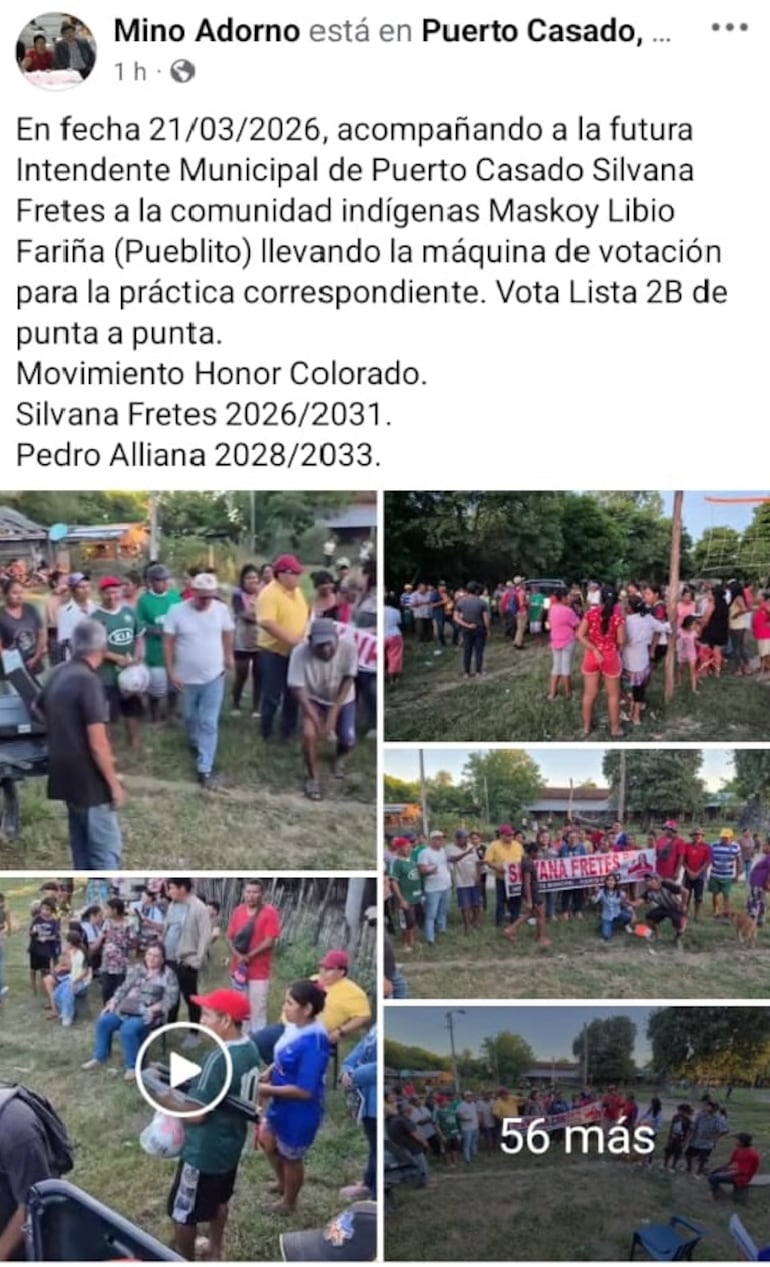 Perfil del diputado Adorno donde se confirma la politización de la jornada de capacitación del TSJE.