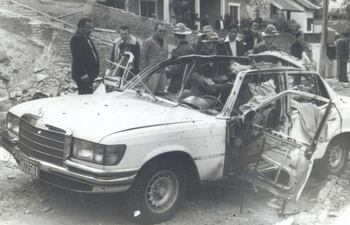 Así quedó el vehículo en el que se trasladaba Anastasio Somoza luego del atentado.