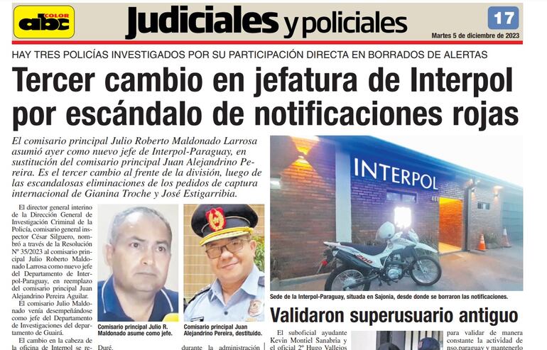 Escándalo en Interpol por el caso Marset que le costó el puesto al comisario Juan Alejandrino Pereira, hoy con pedido de ascenso.